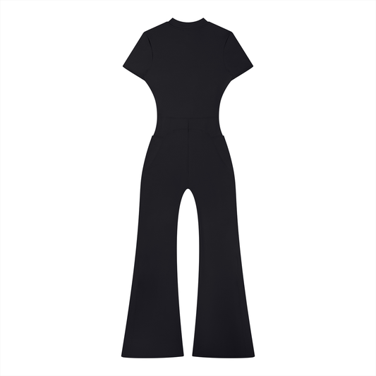 Women’s Tight Flared Leg Quarter-Zip Jumpsuit