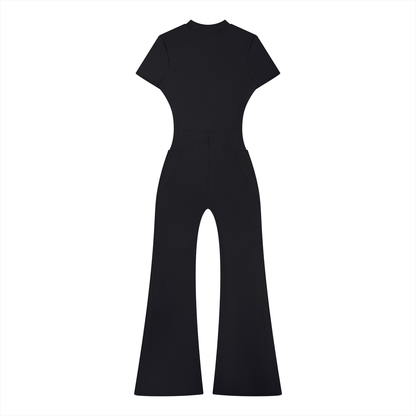 Women’s Tight Flared Leg Quarter-Zip Jumpsuit