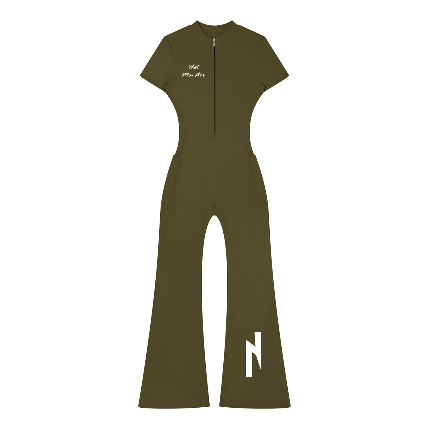 Women’s Tight Flared Leg Quarter-Zip Jumpsuit