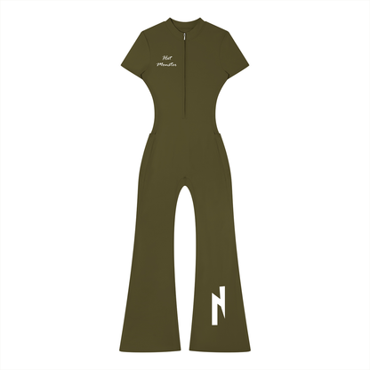 Women’s Tight Flared Leg Quarter-Zip Jumpsuit