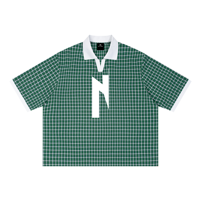 Mono-Half Plaid Polo Shirt