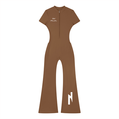 Women’s Tight Flared Leg Quarter-Zip Jumpsuit