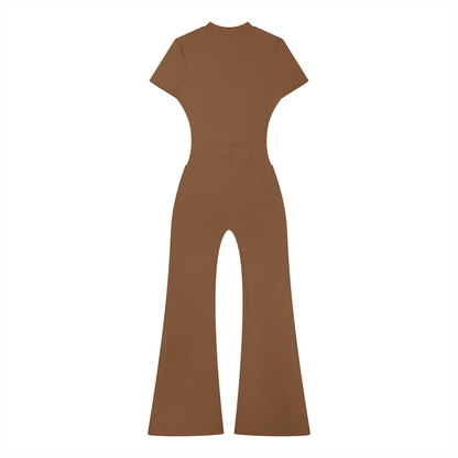 Women’s Tight Flared Leg Quarter-Zip Jumpsuit
