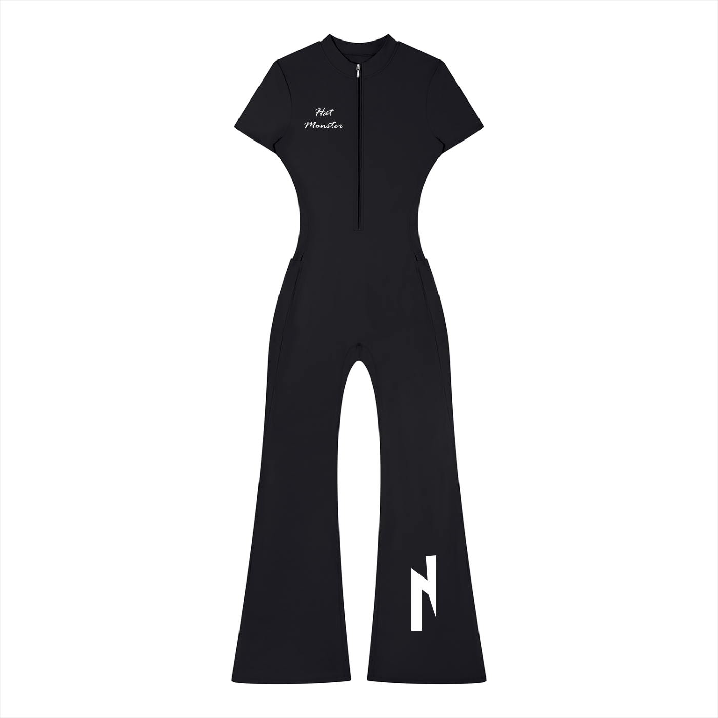 Women’s Tight Flared Leg Quarter-Zip Jumpsuit