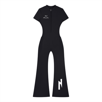 Women’s Tight Flared Leg Quarter-Zip Jumpsuit
