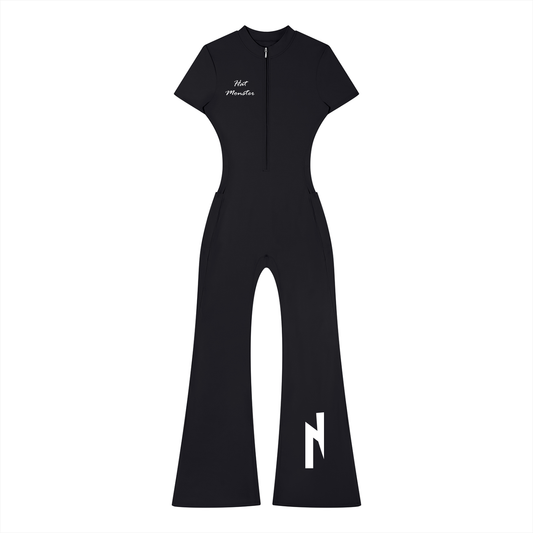 Women’s Tight Flared Leg Quarter-Zip Jumpsuit
