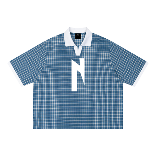 Mono-Half Plaid Polo Shirt