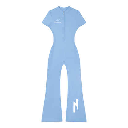 Women’s Tight Flared Leg Quarter-Zip Jumpsuit