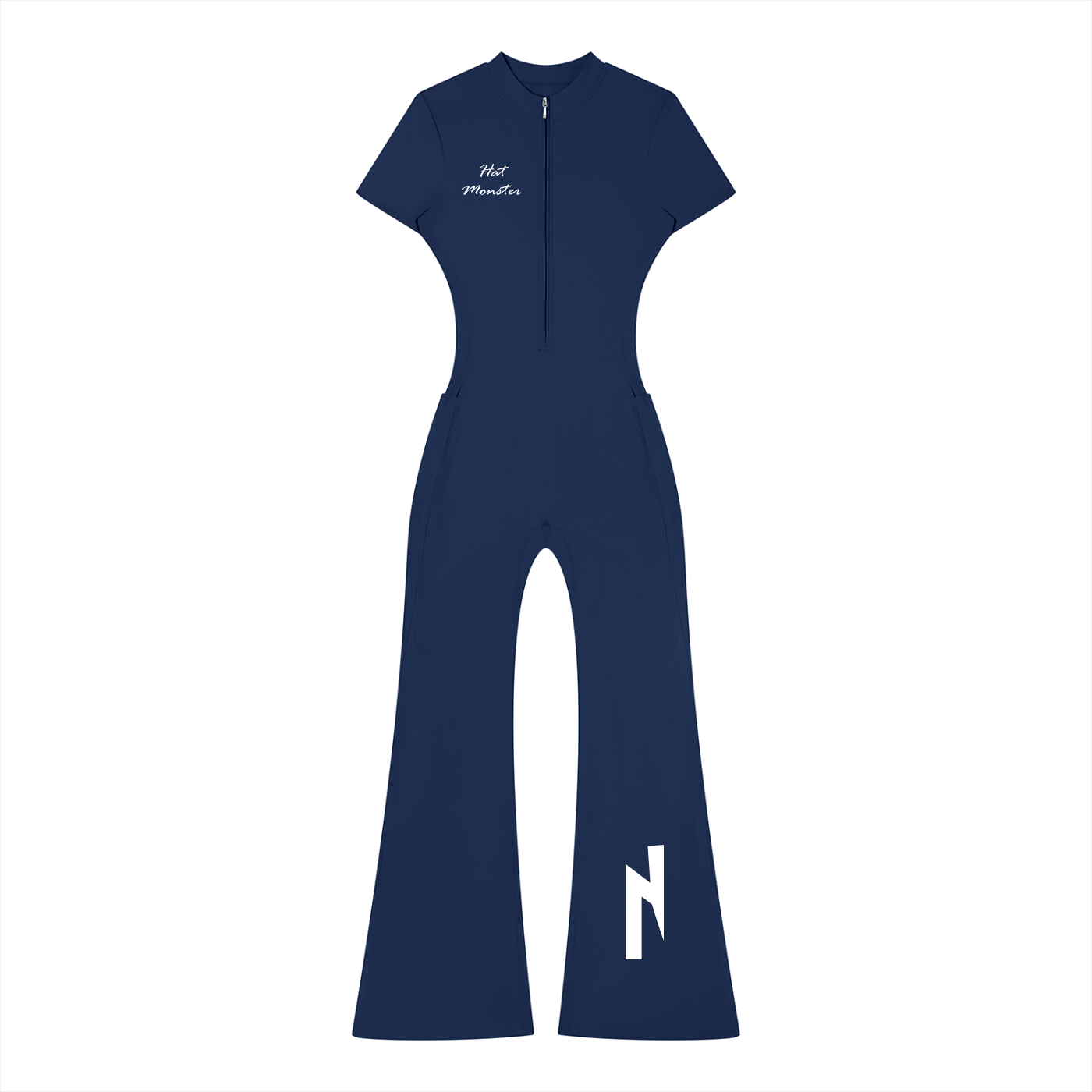 Women’s Tight Flared Leg Quarter-Zip Jumpsuit