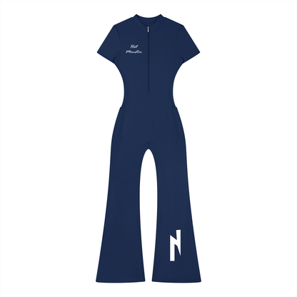 Women’s Tight Flared Leg Quarter-Zip Jumpsuit